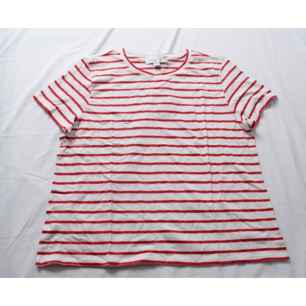 Amour Vert Women's Berkeley Organic Cotton Tee Ivory Red Stripe Large